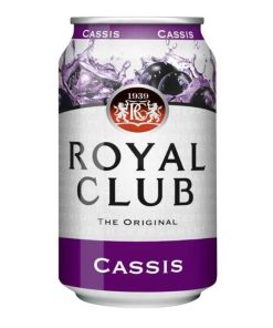 Royal Club Cassis Blikjes 33cl, bruisende frisdrank met zwartebessensmaak