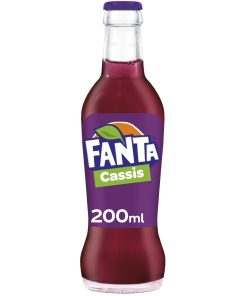 Fanta Cassis 20cl – krat met 24 glazen flesjes met zwarte bessensmaak