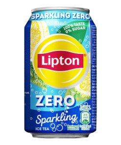 Lipton Ice Tea Sparkling Zero Blikjes 33cl – Tray 24 stuks suikervrije bruisende ijsthee