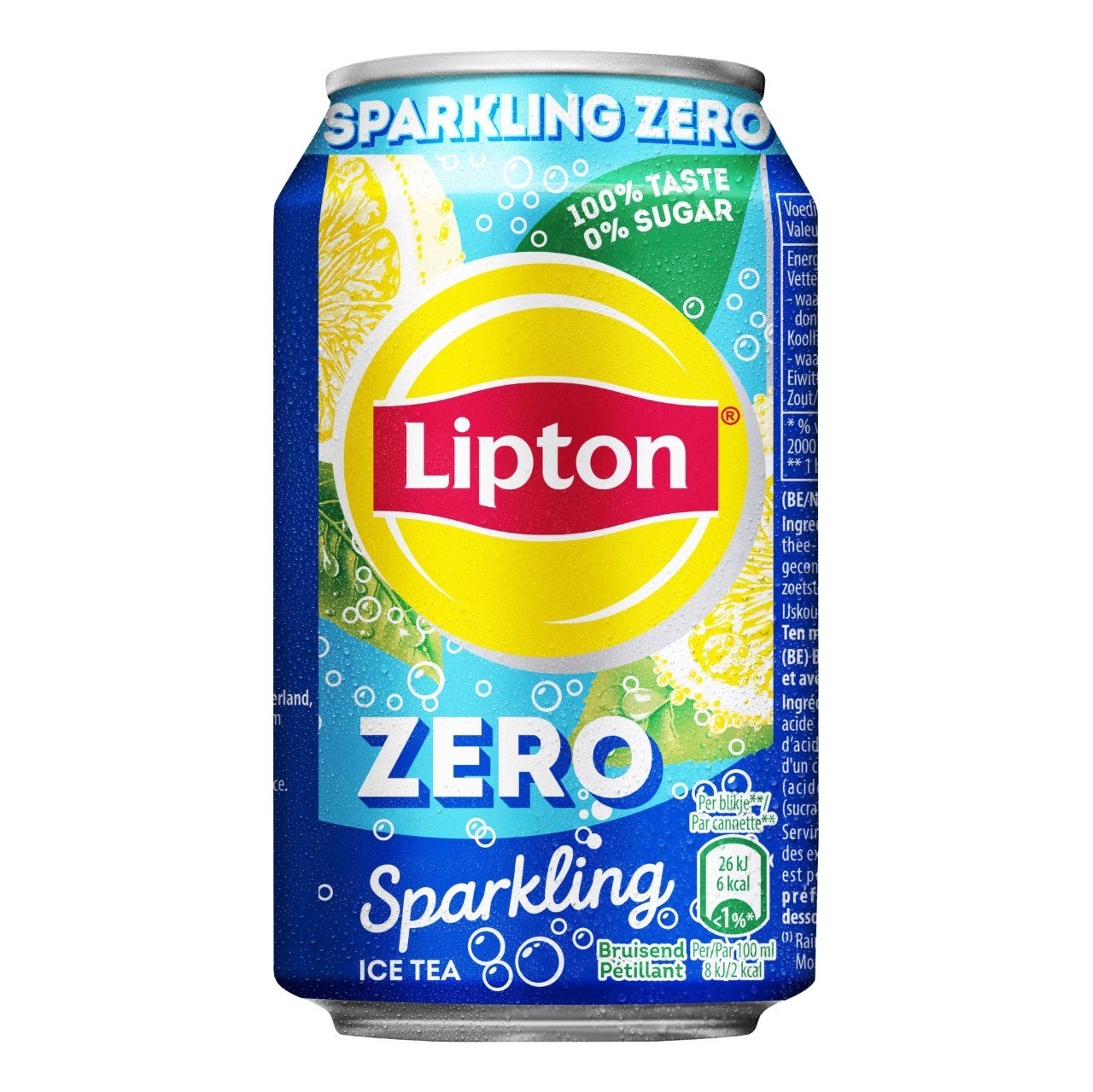 Lipton Ice Tea Sparkling Zero Blikjes 33cl – Tray 24 stuks suikervrije bruisende ijsthee