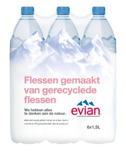 Evian Mineraalwater 1,5 Liter Pet Fles 6 Stuks (koolzuurvrij)