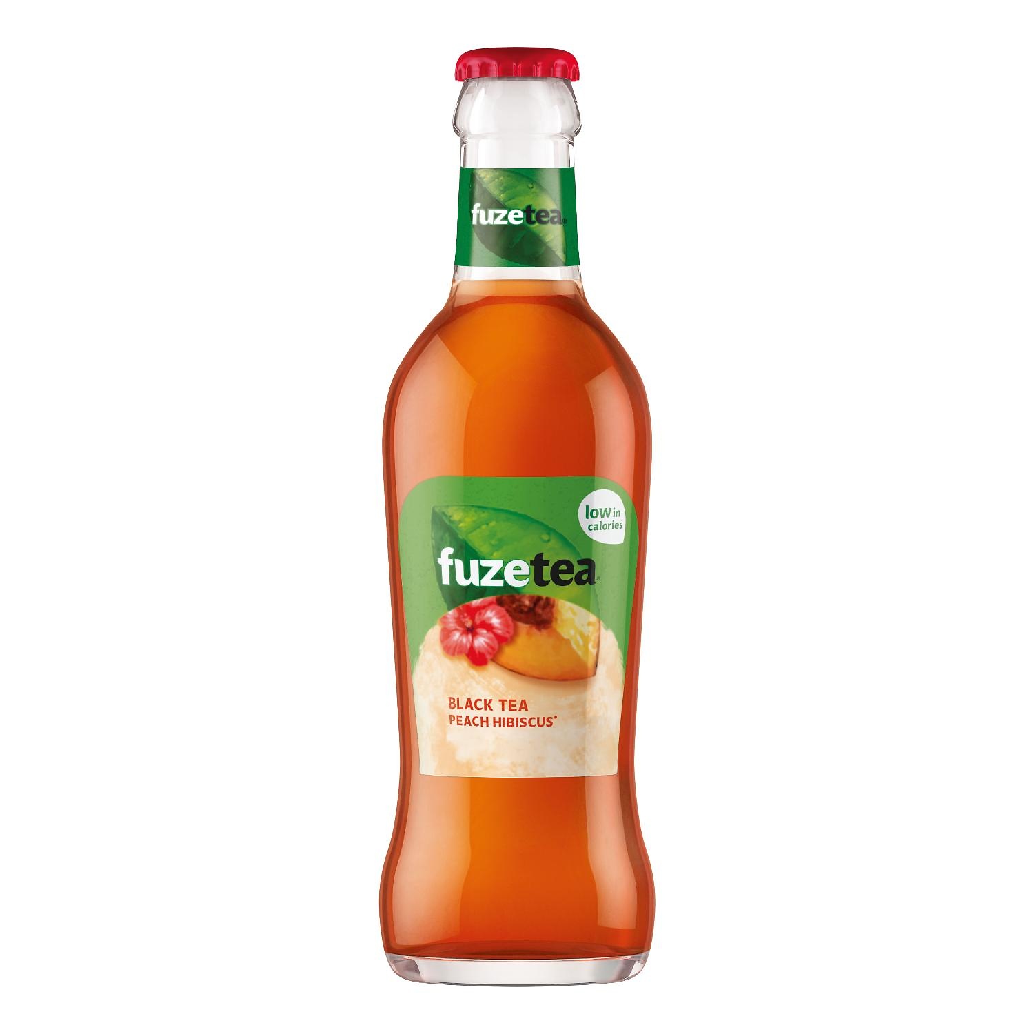 Fuze Tea Peach Hibiscus 20cl Flesjes Horeca Krat 24 Stuks – zachte ijsthee met perzik en hibiscus