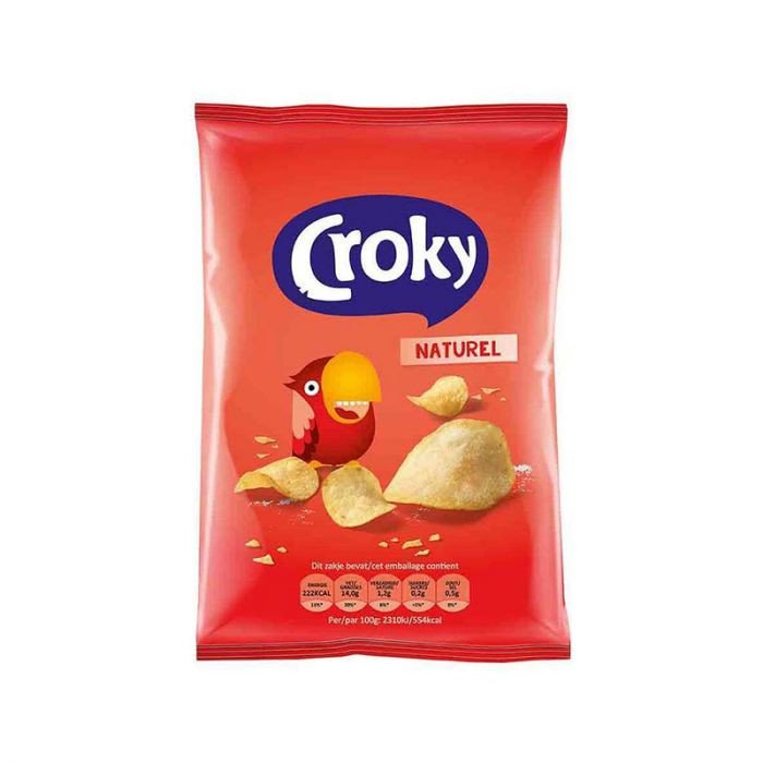 Croky Chips Naturel 40g zakjes in doos – ideaal voor horeca en snackmomenten