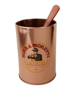 Birra Moretti Afschuimbak Koper met Bierafschuimer met 1 Afschuimspatel