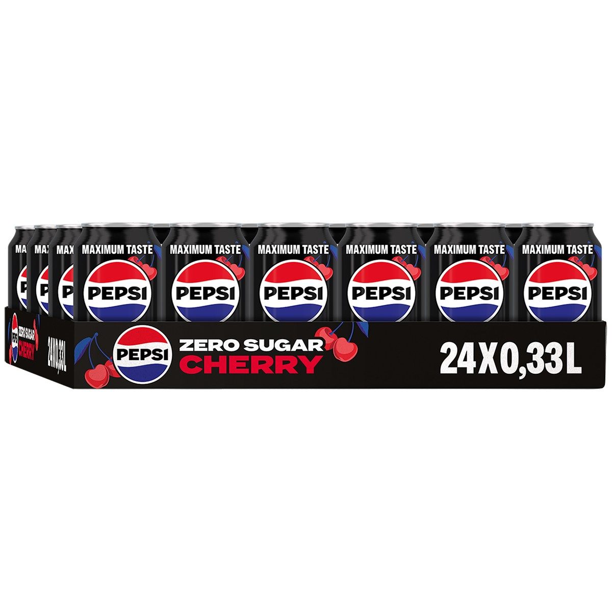pepsi cola zero max cherry 33cl tray 24 blikjes