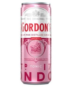 Gordon's Pink Gin Tonic Blikjes 25cl – Tray 12 stuks ready-to-drink cocktail met aardbei