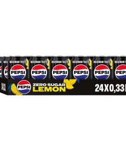 Pepsi Cola Zero Lemon Blikjes 33cl Tray 24 Stuks – suikervrije cola met frisse citroensmaak