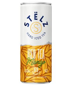 Stëlz Iced Tea Mango Hard Seltzer 25cl – Tropische bruisdrank in tray van 12 blikjes