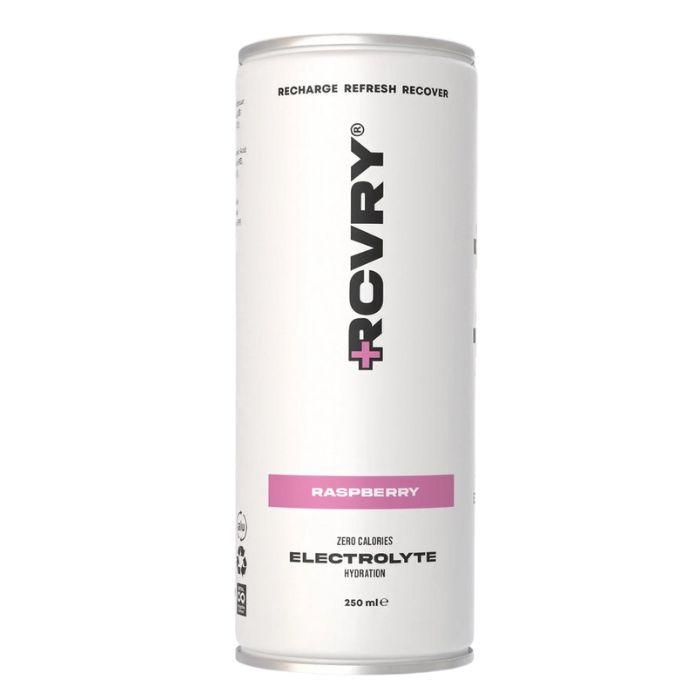RCVRY Raspberry 25cl – tray met 12 suikervrije sportdrankblikjes zonder koolzuur