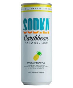 Sodka Pineapple Hard Seltzer 25cl – tray met 12 blikjes bruisend water met ananas en alcohol uit Curaçao