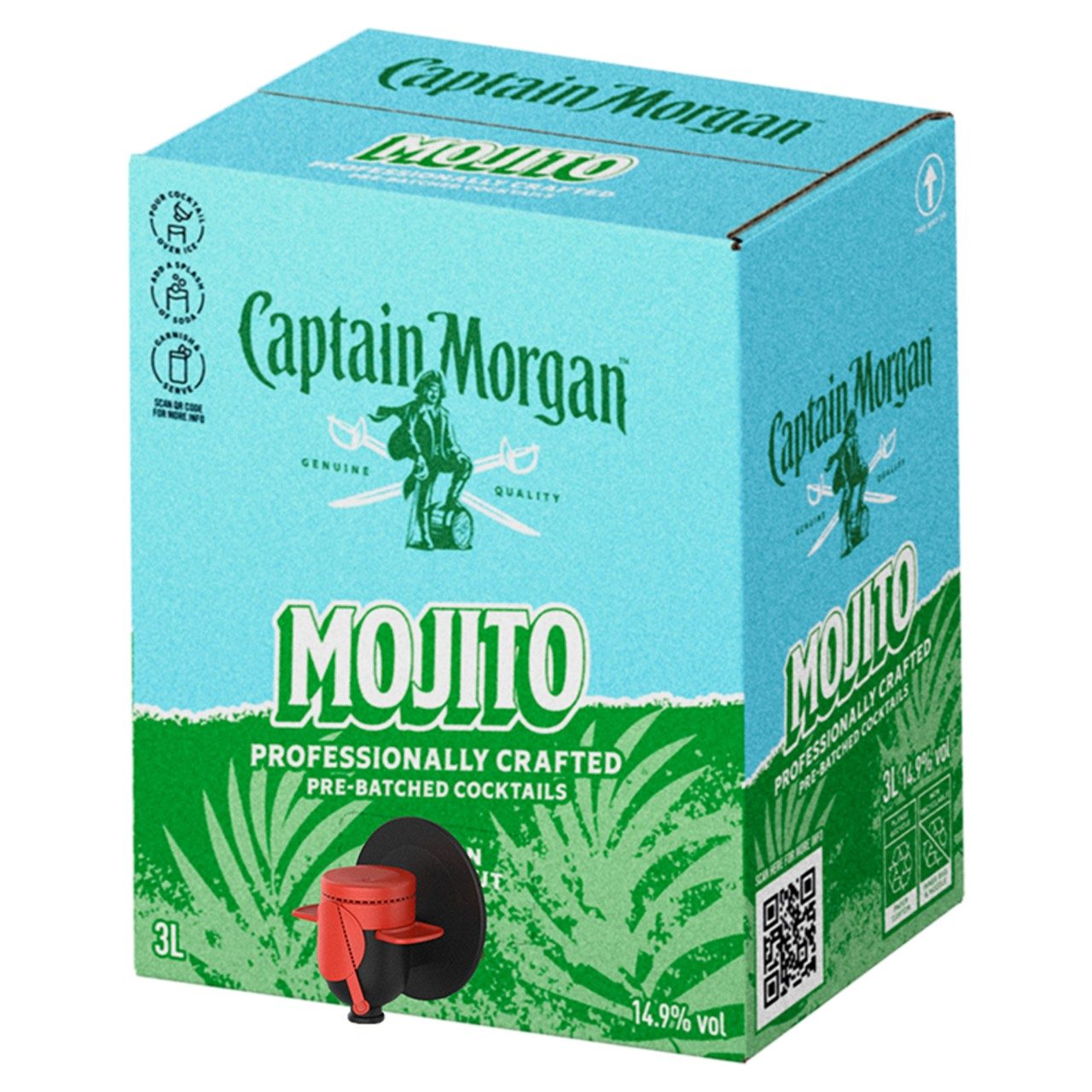 Captain Morgan Mojito Bag in Box 3 Liter kant-en-klaar premix