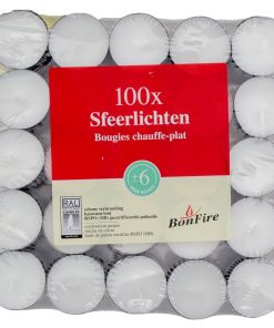 Theelichtjes 6 uur brandtijd Bonfire – pak 100 stuks